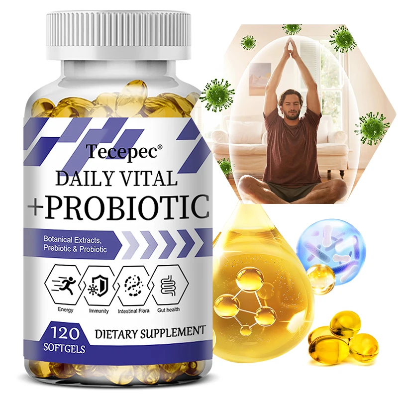 DAILY VITAL+ Plant Probiotics, Digestive Health, Gut Microbiome, Immune Health, Energy, 120 Capsules