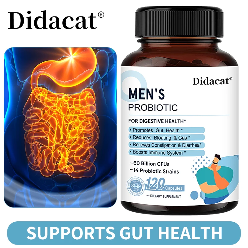 Men's Lactobacillus Probiotics Digestive Enzyme & Prebiotic Fiber Digestive Health More Effective Intestinal Immune Health