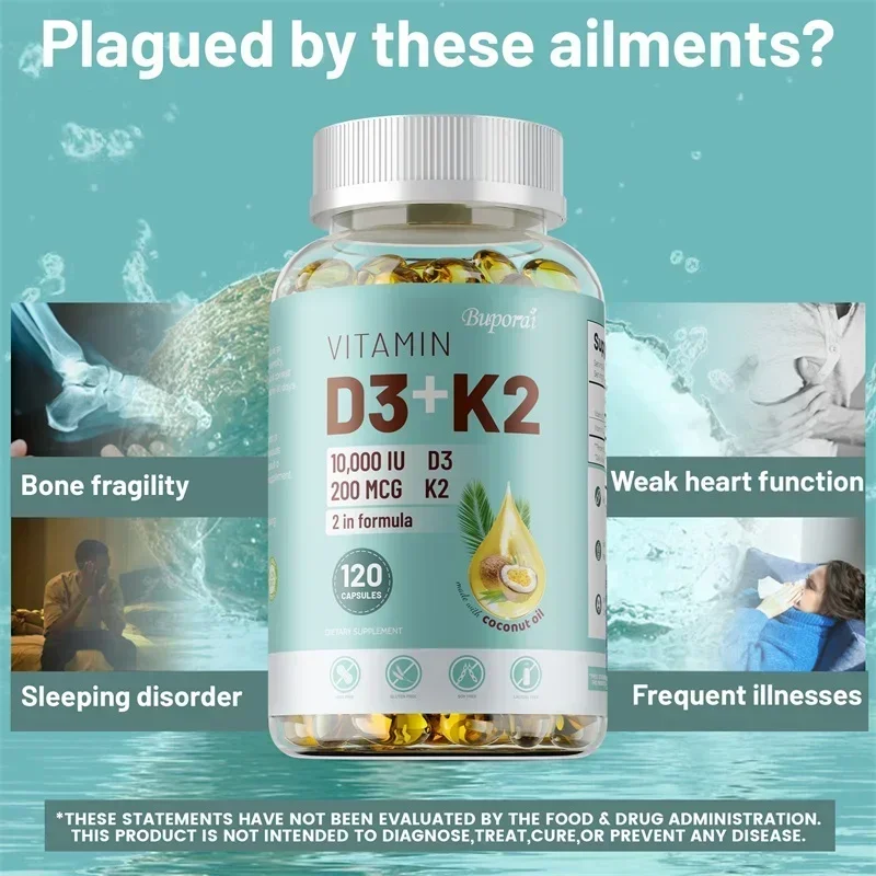 VITAMIN D3&K2 - Natural Ingredient Calcium, Bone, Teeth, Joint & Skin, Immune Support Supplement - 120 Capsules - Image 4
