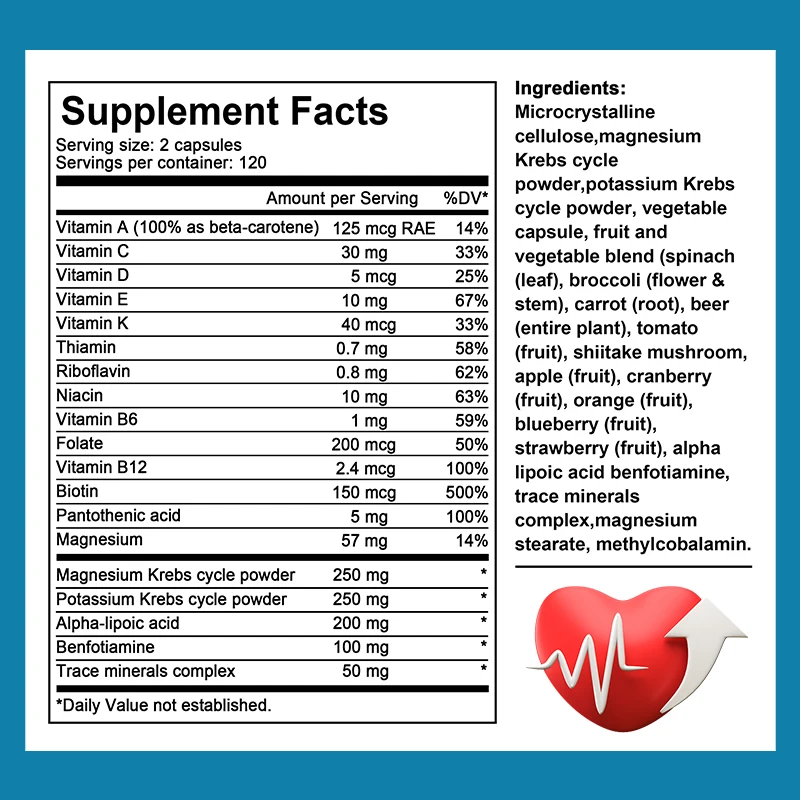 Multivitamin Capsules, Antioxidant, Skin Repair, Liver Health, Improvement of Anemia and Vitamin Deficiency, Support Energy - Image 5