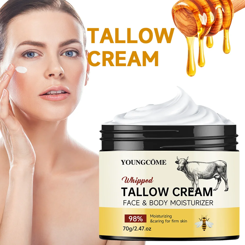 Beef Tallow Paste Deeply Moisturizer Honey Balm Brightening Wrinkle Remover Grass Fed Tallow Wild Honey Face Body Cream Skin